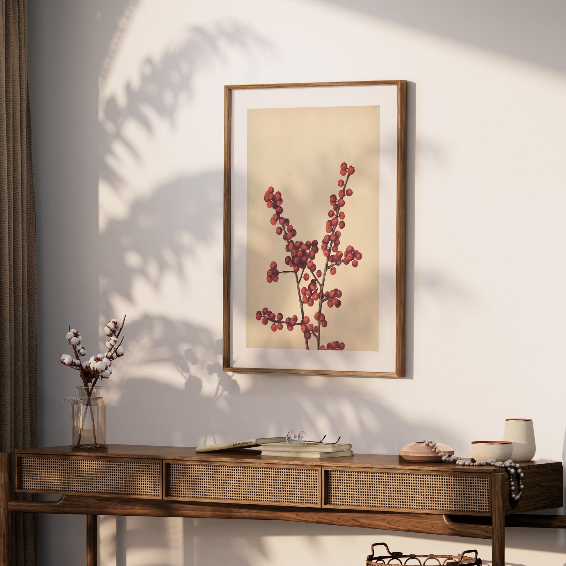 Premium Poster of Elegant Botanical Art Print with Red Berries Posters