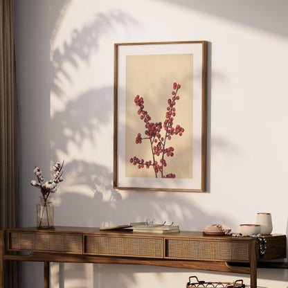 Premium Poster of Elegant Botanical Art Print with Red Berries Posters