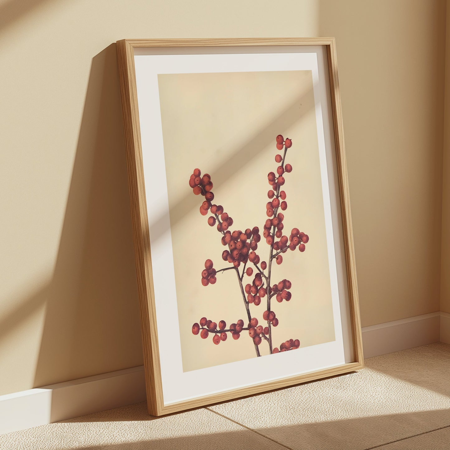 Premium Poster of Elegant Botanical Art Print with Red Berries Posters