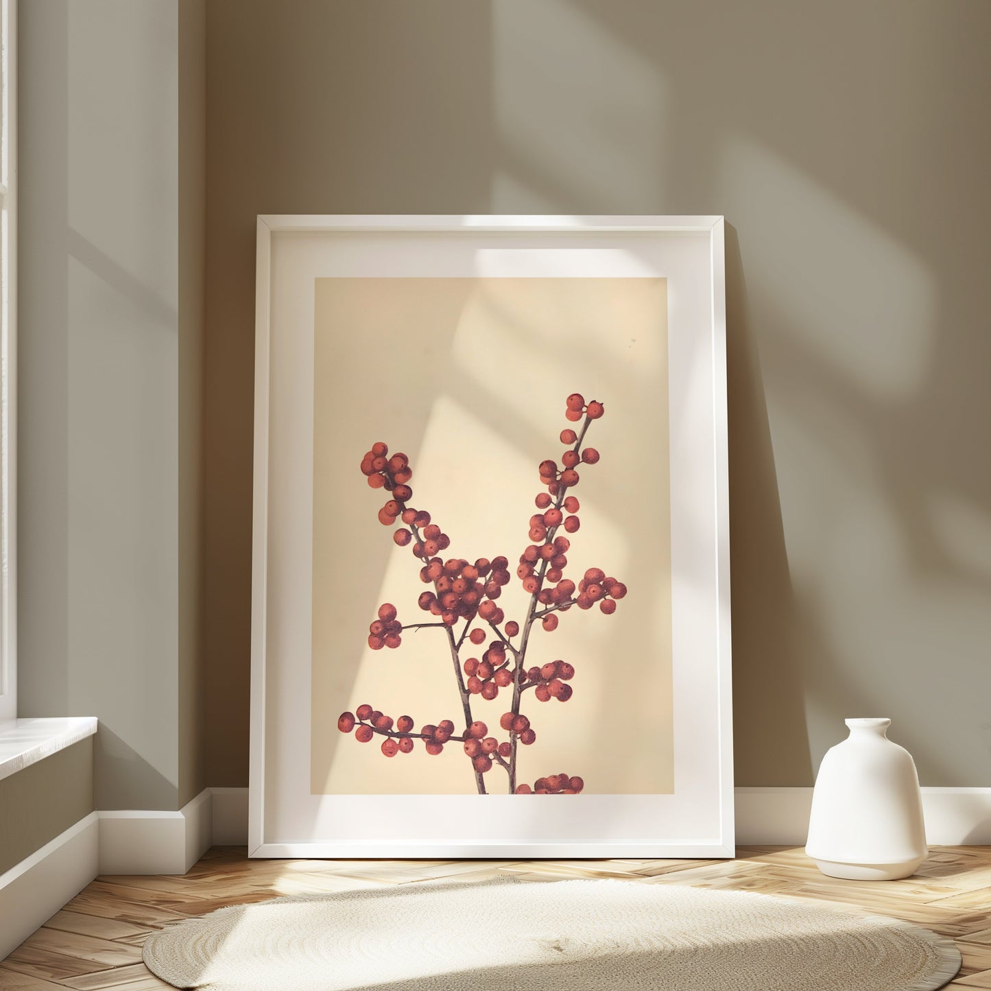 Premium Poster of Elegant Botanical Art Print with Red Berries Posters