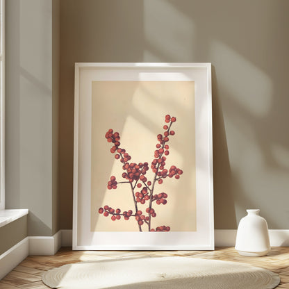 Premium Poster of Elegant Botanical Art Print with Red Berries Posters