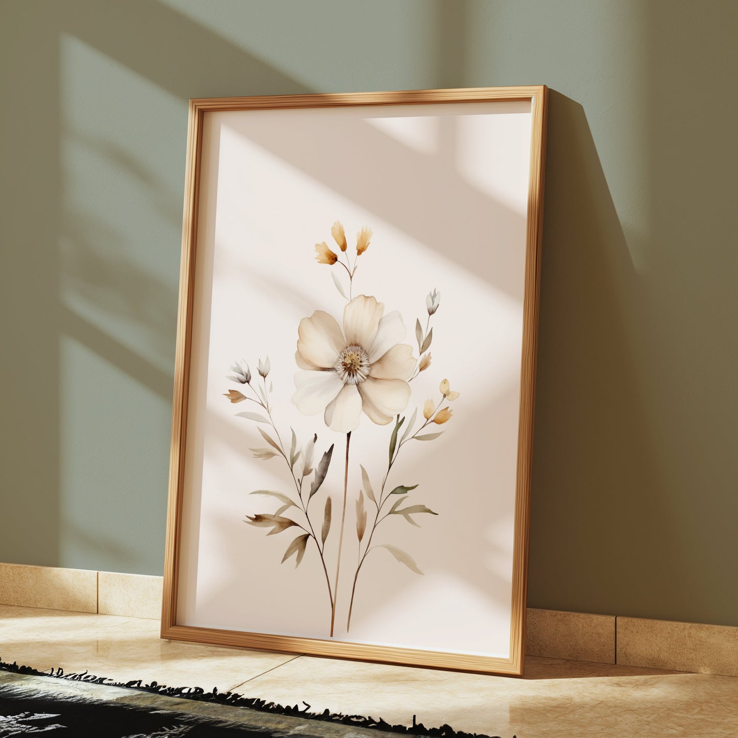 Premium Poster of Elegant Botanical Artwork with Cream Colored Flowers Posters