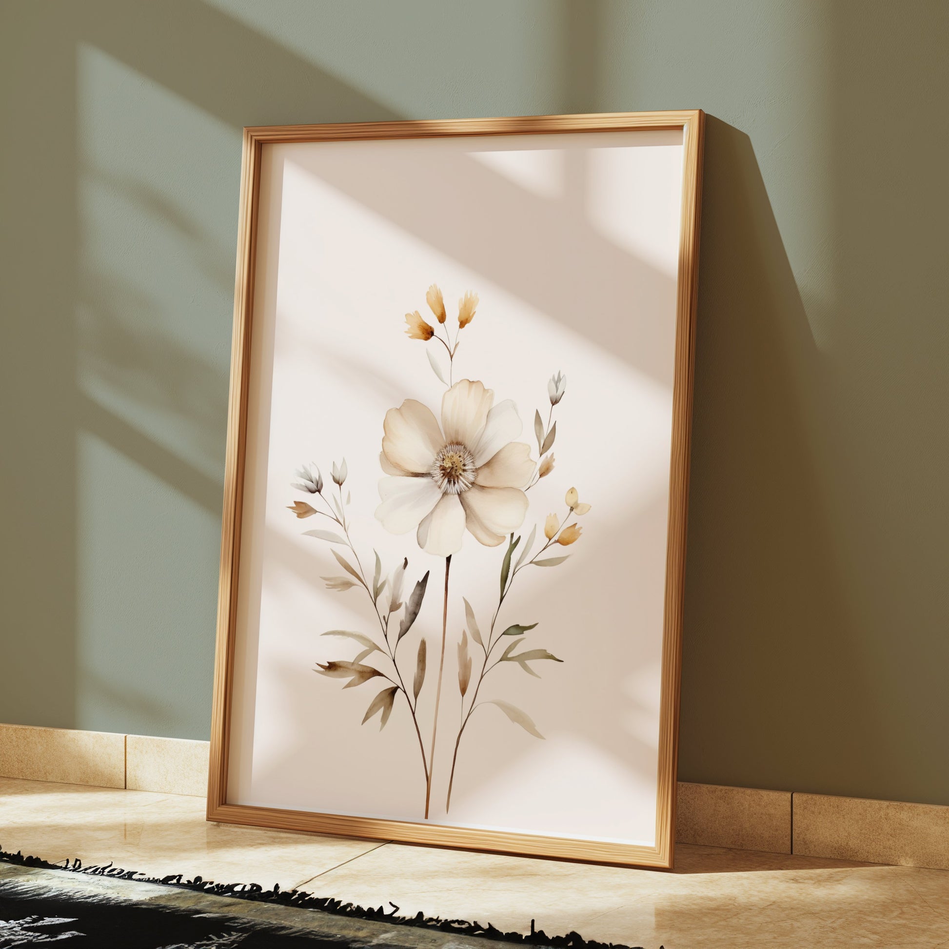 Premium Poster of Elegant Botanical Artwork with Cream Colored Flowers Posters