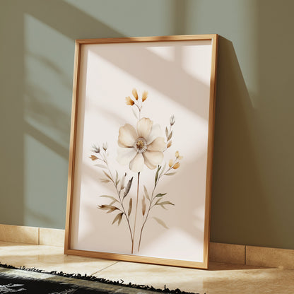 Premium Poster of Elegant Botanical Artwork with Cream Colored Flowers Posters