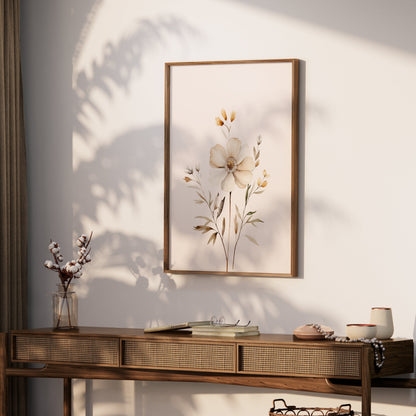 Premium Poster of Elegant Botanical Artwork with Cream Colored Flowers Posters