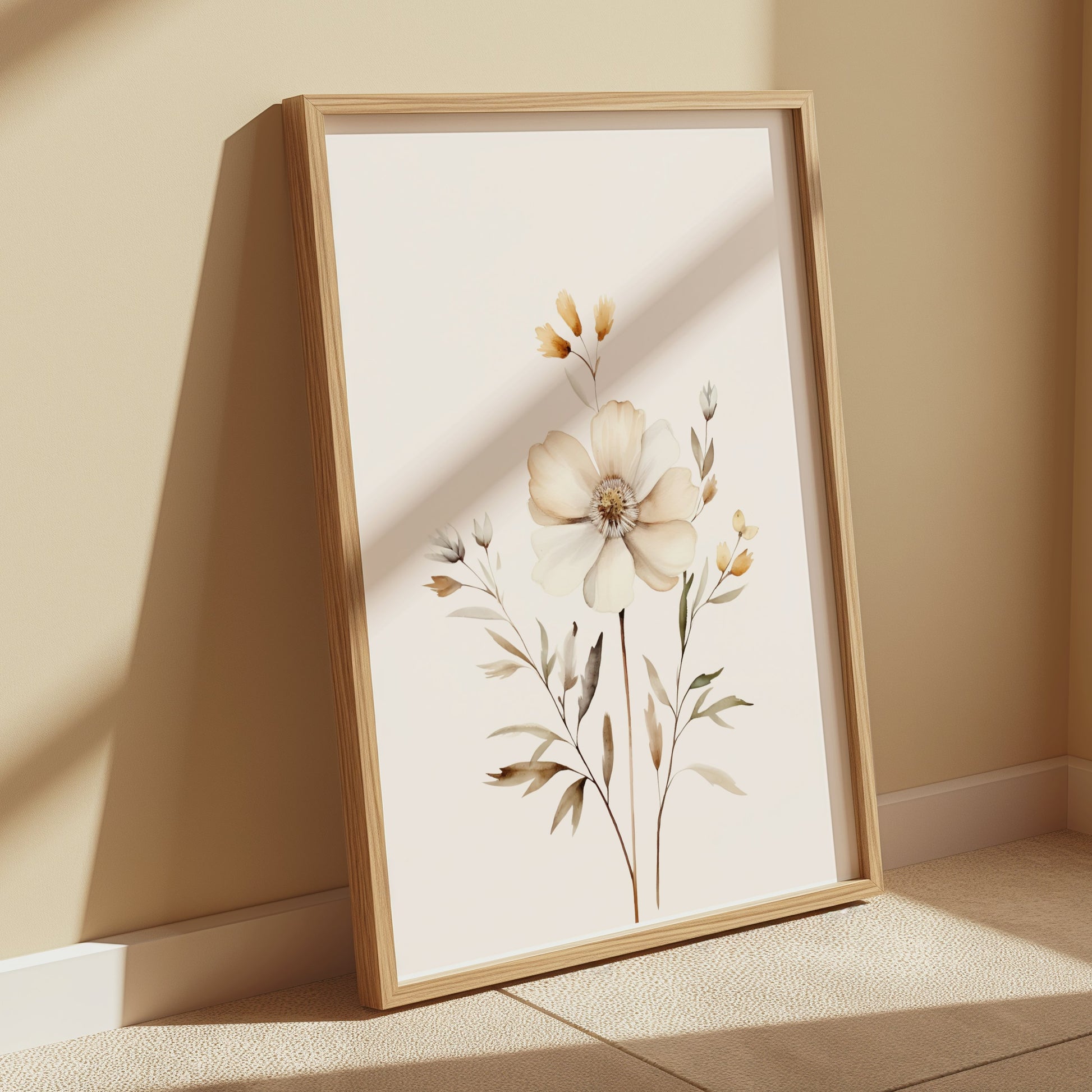 Premium Poster of Elegant Botanical Artwork with Cream Colored Flowers Posters