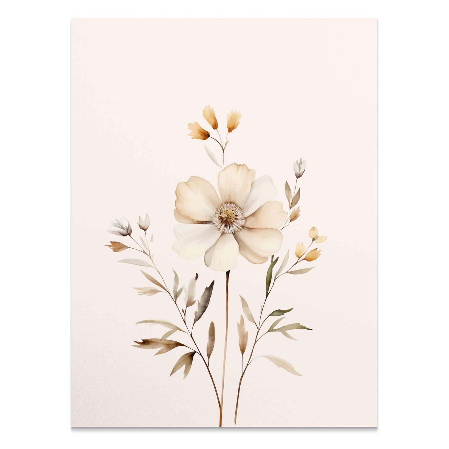 Premium Poster of Elegant Botanical Artwork with Cream Colored Flowers Posters