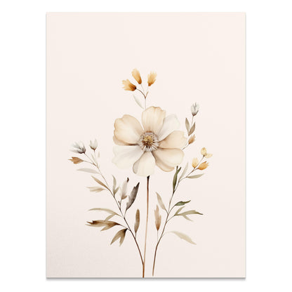 Premium Poster of Elegant Botanical Artwork with Cream Colored Flowers Posters