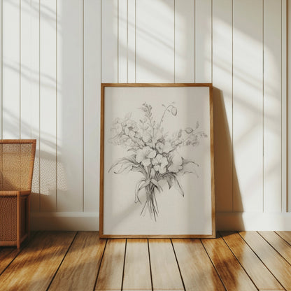 Premium Poster of Elegant Botanical Floral Sketch Art Print Posters