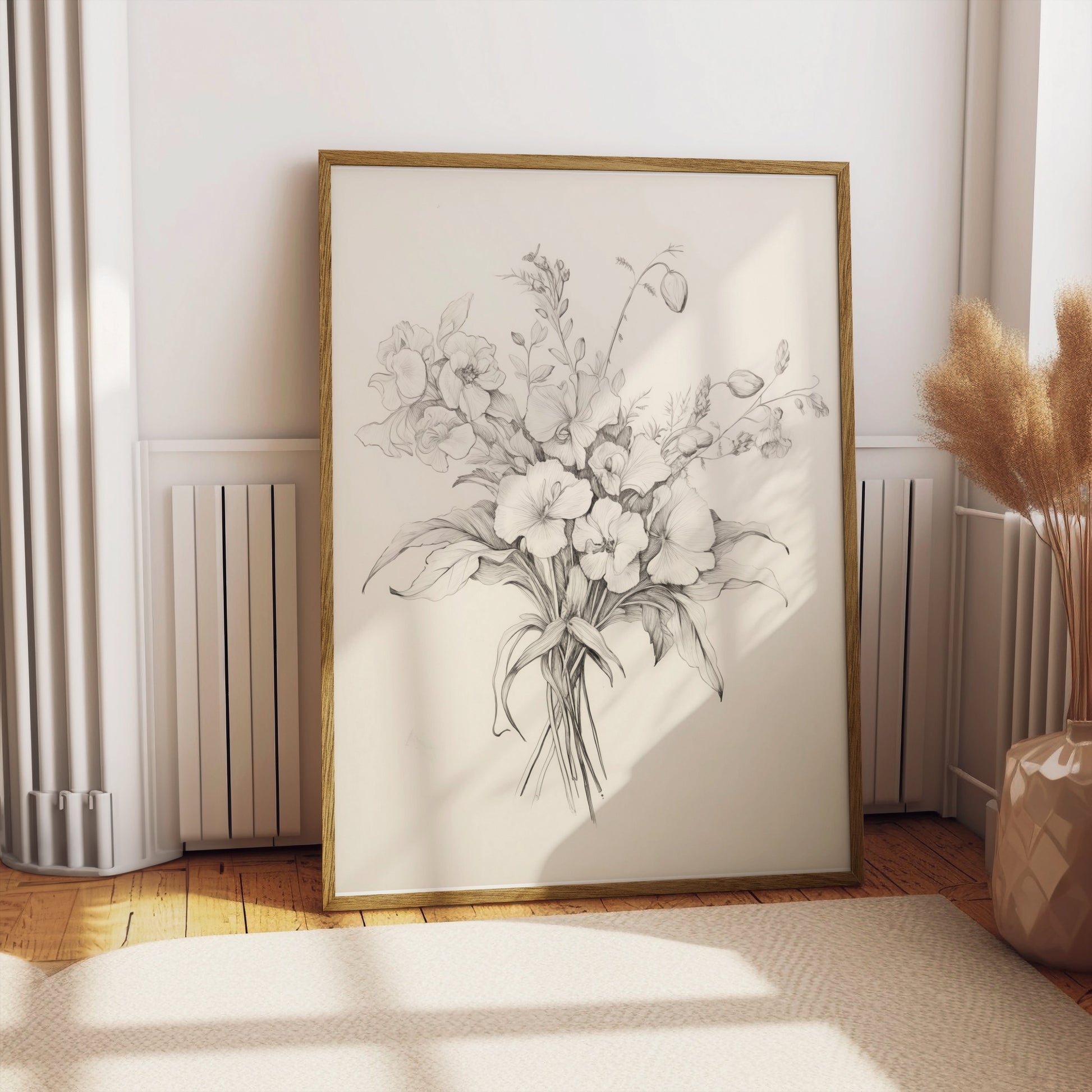 Premium Poster of Elegant Botanical Floral Sketch Art Print Posters