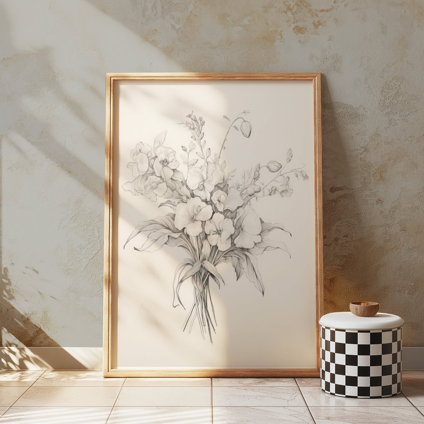 Premium Poster of Elegant Botanical Floral Sketch Art Print Posters