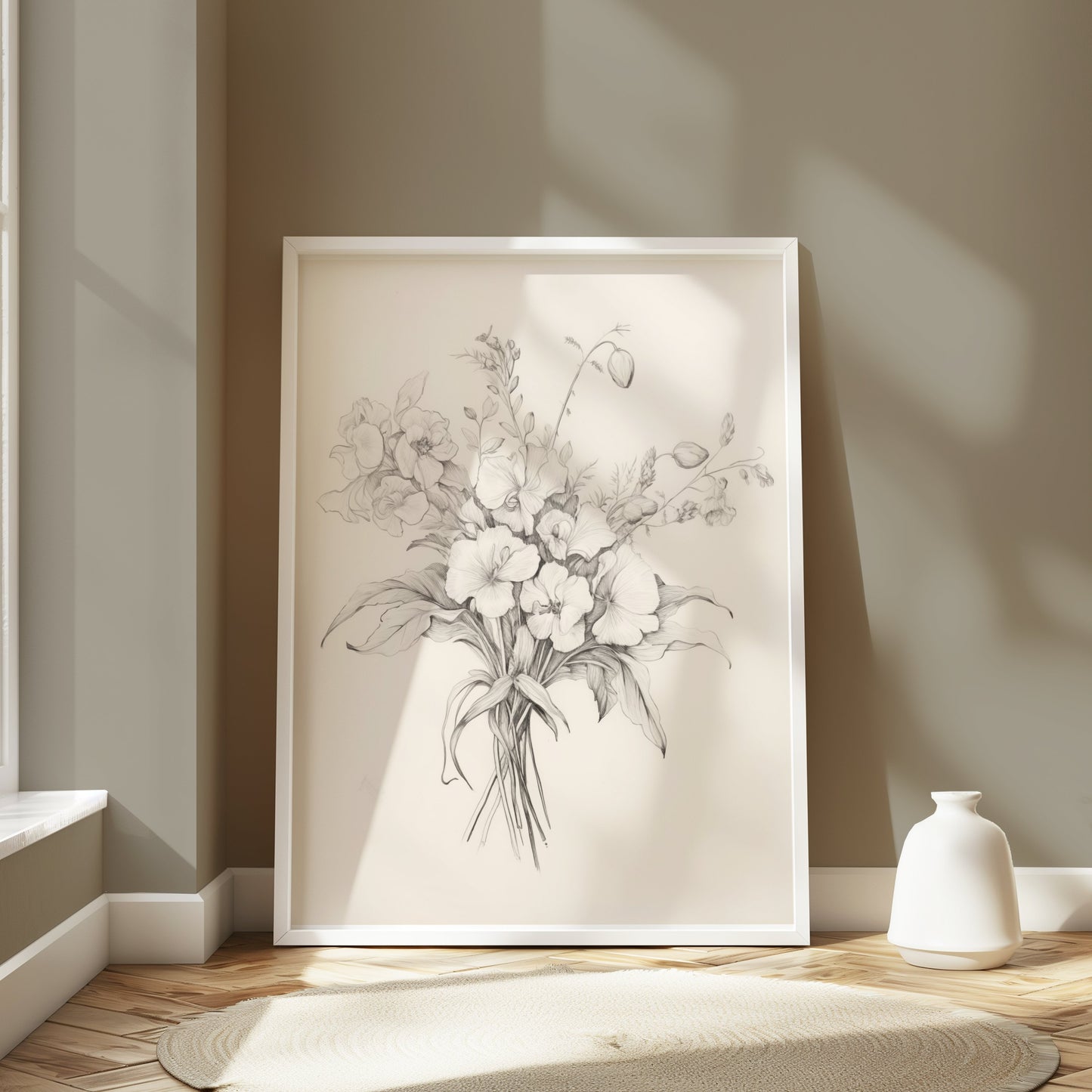 Premium Poster of Elegant Botanical Floral Sketch Art Print Posters