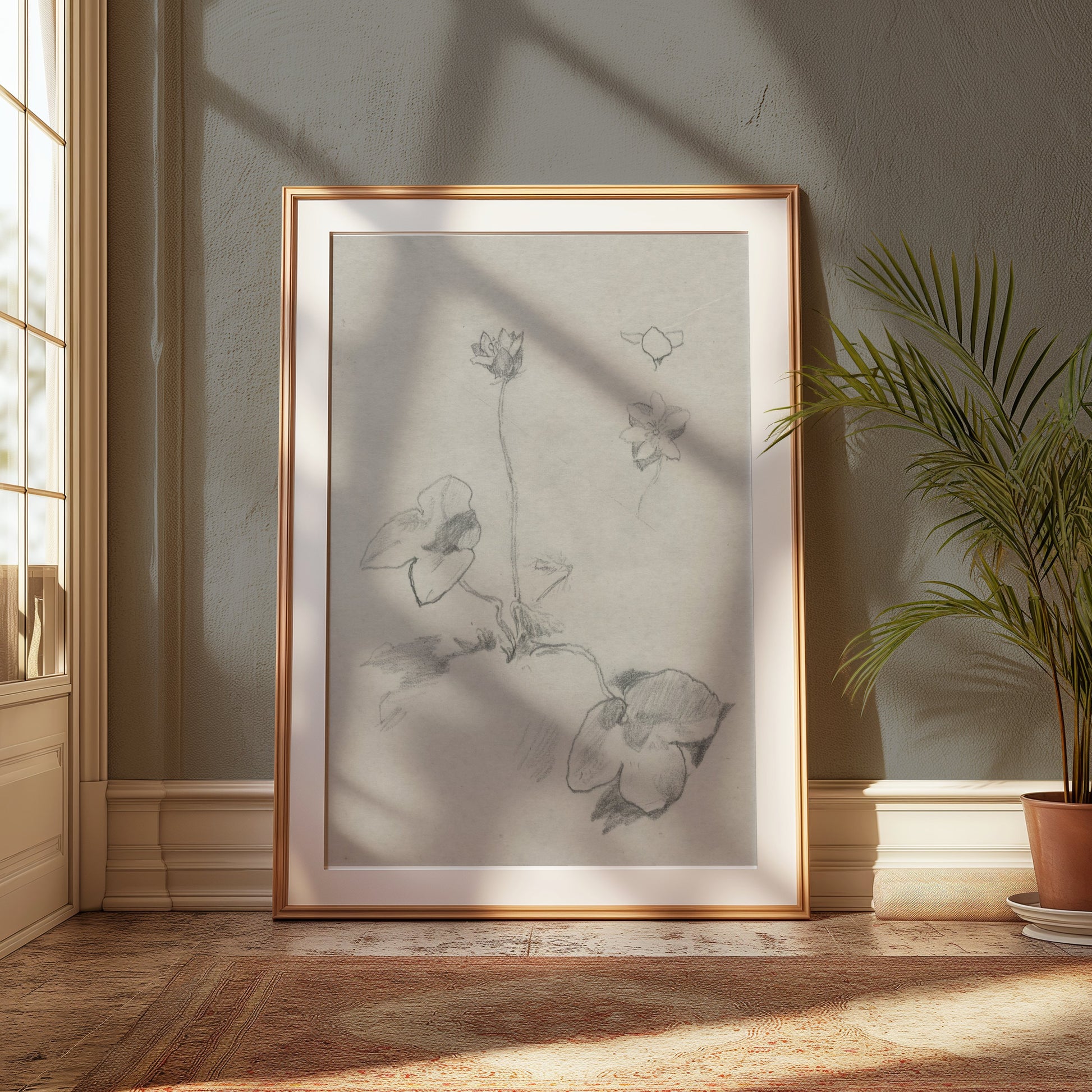 Premium Poster of Elegant Botanical Flower Sketch Art Study Posters