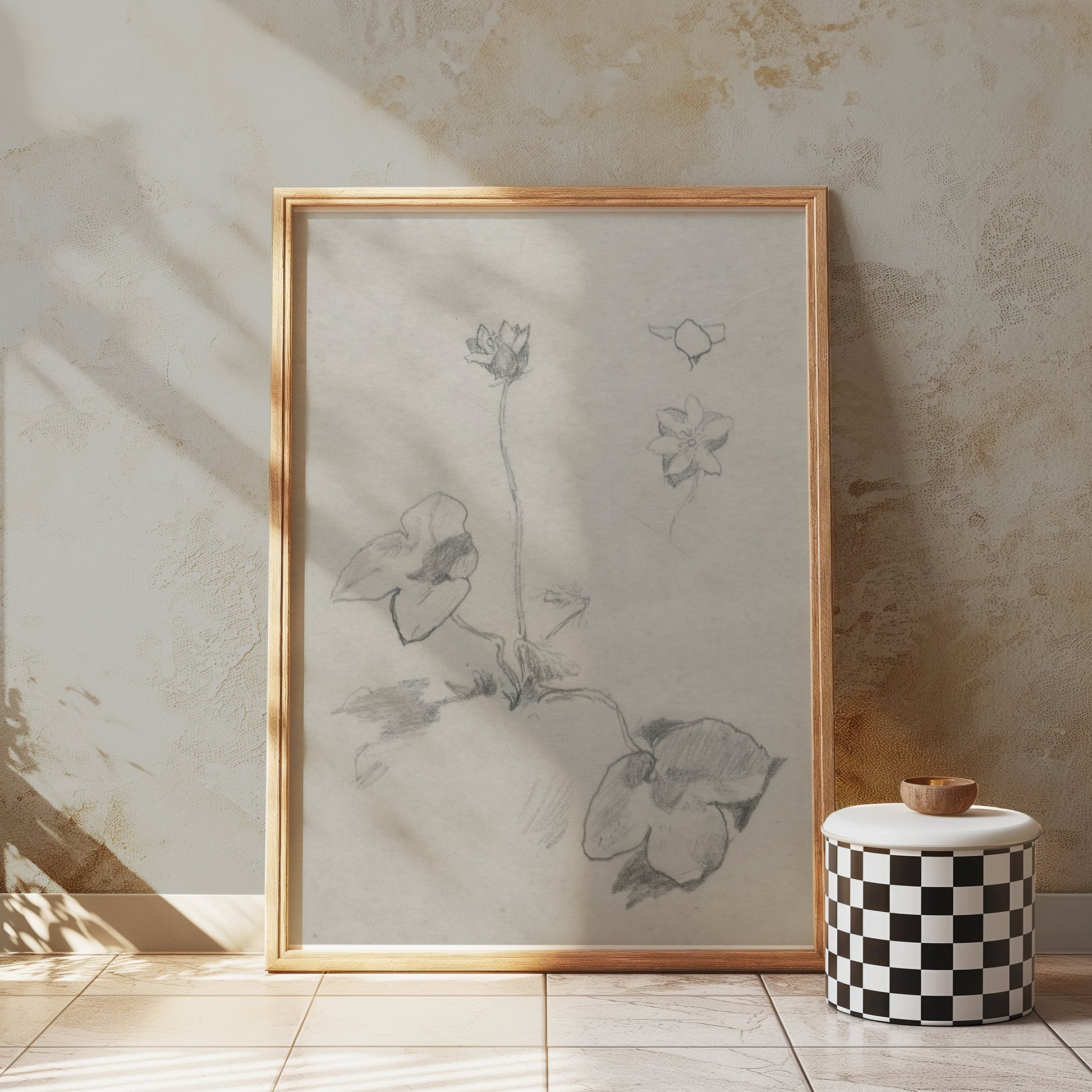 Premium Poster of Elegant Botanical Flower Sketch Art Study Posters