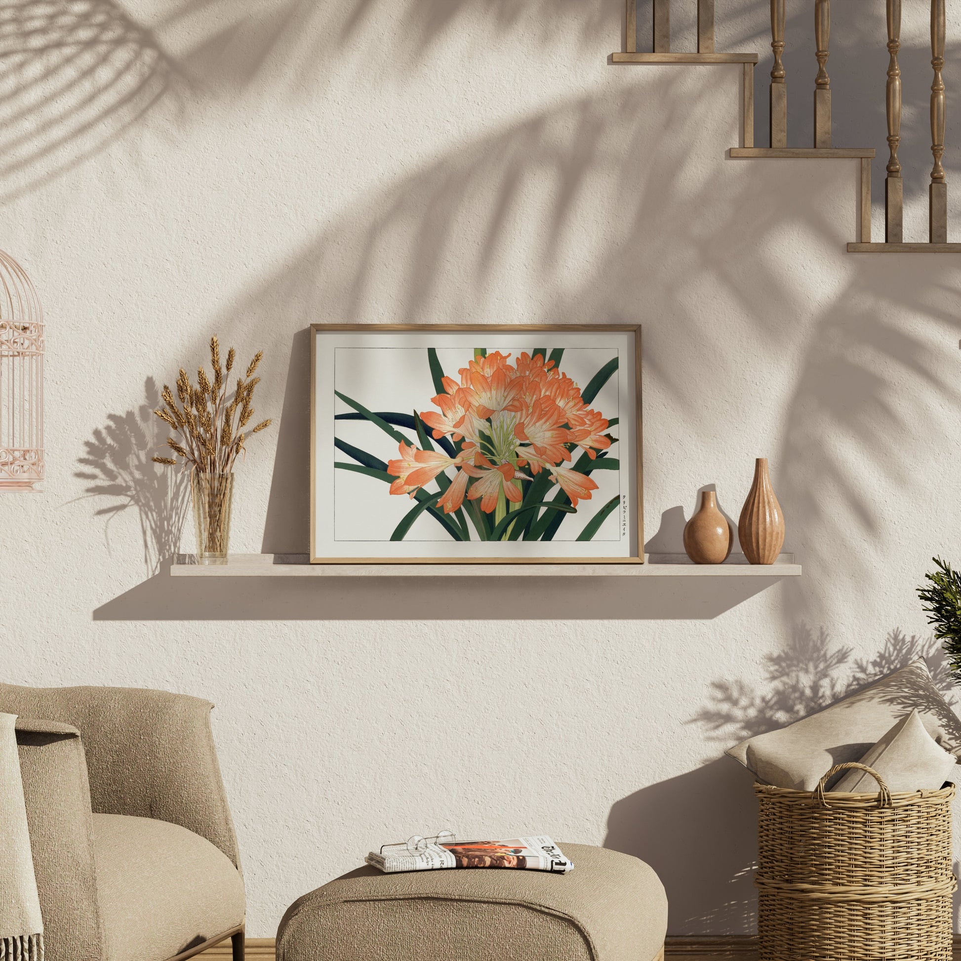 Premium Poster of Elegant Clivia Miniata Botanical Art Print Posters