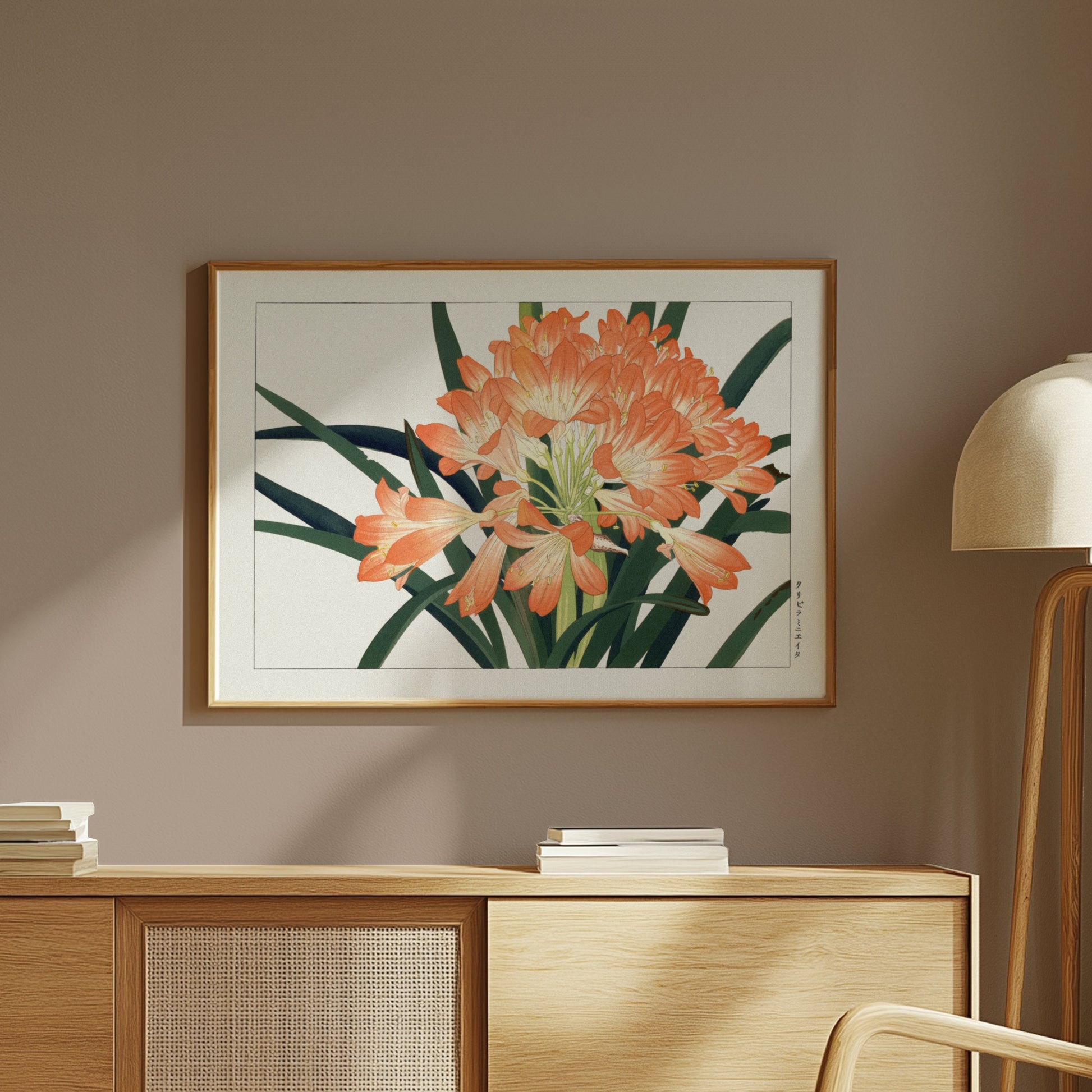 Premium Poster of Elegant Clivia Miniata Botanical Art Print Posters