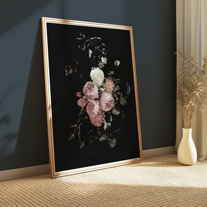 Premium Poster of Elegant Dark Floral Art Print for Home Décor Posters