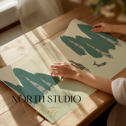 Premium Poster of Elegant Deer Woodland Scene Posters