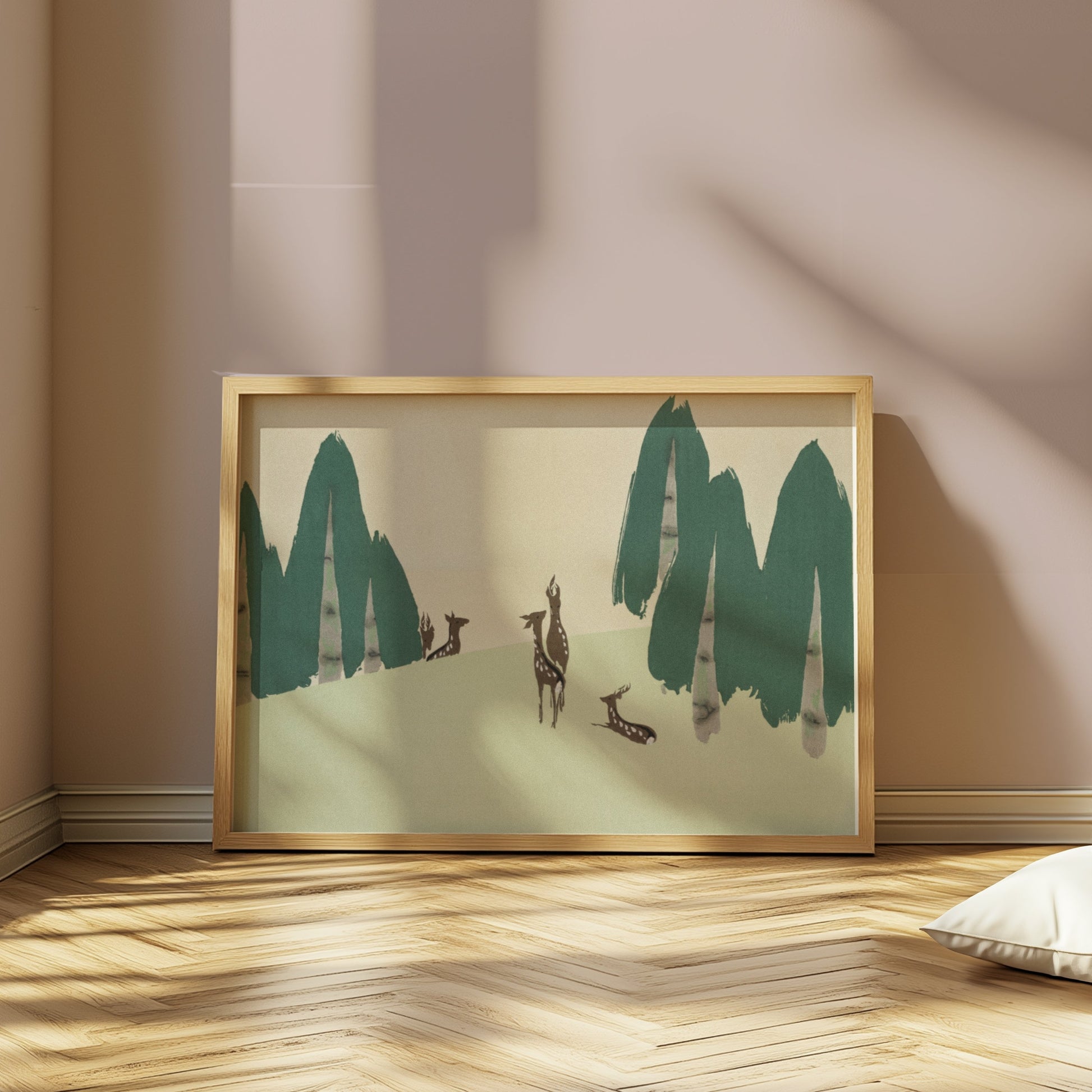 Premium Poster of Elegant Deer Woodland Scene Posters