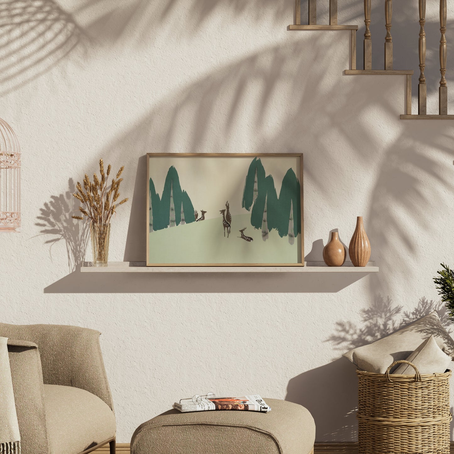Premium Poster of Elegant Deer Woodland Scene Posters