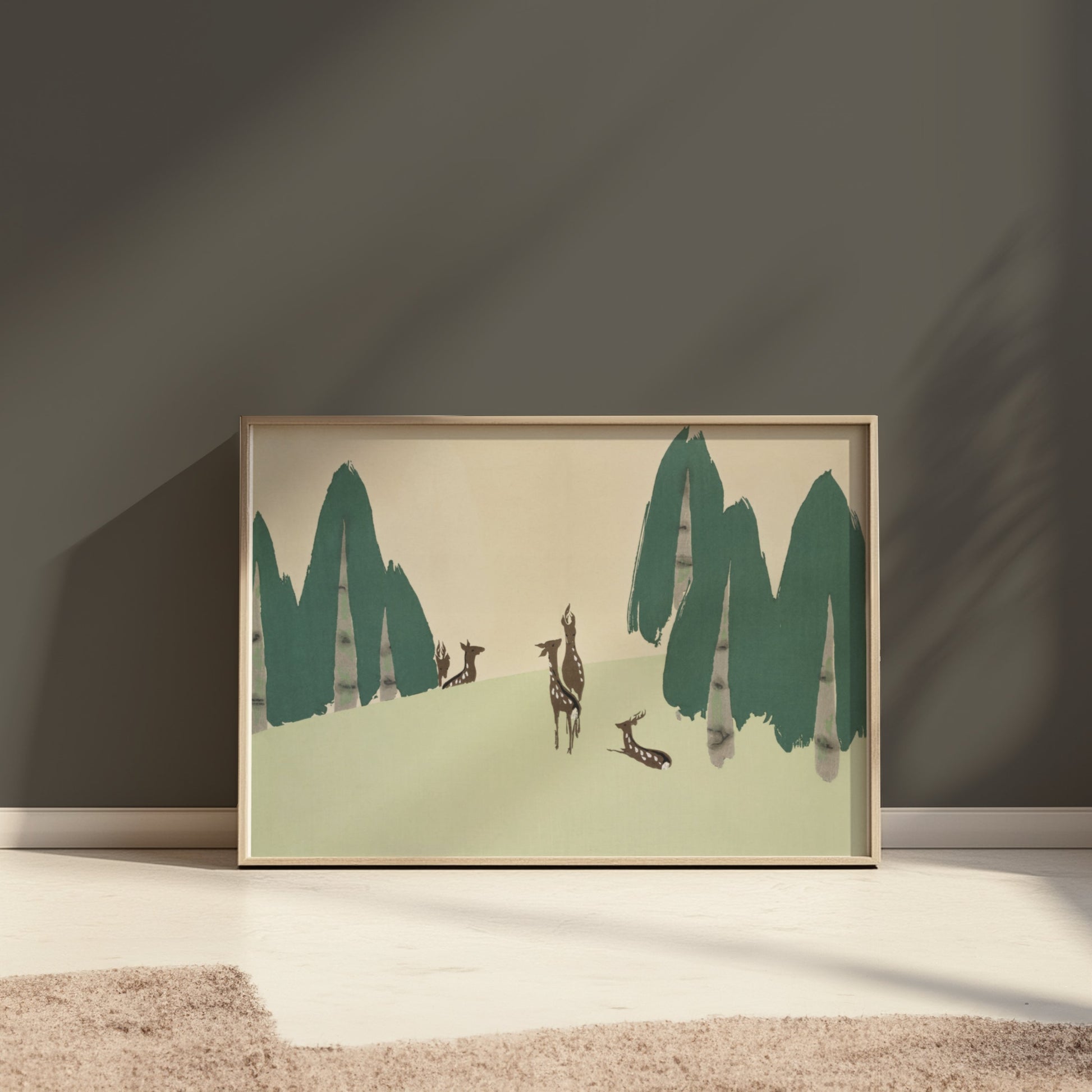 Premium Poster of Elegant Deer Woodland Scene Posters