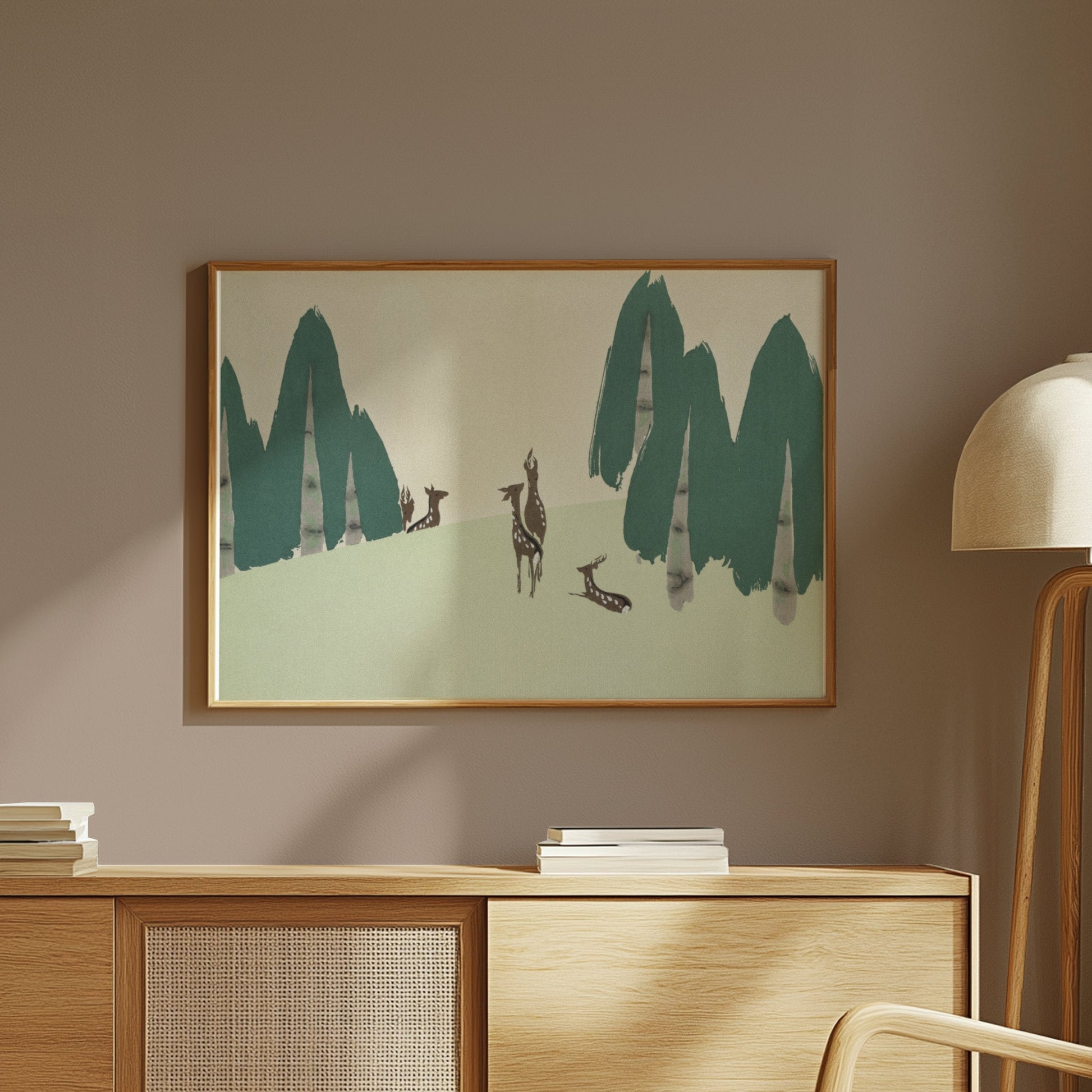 Premium Poster of Elegant Deer Woodland Scene Posters
