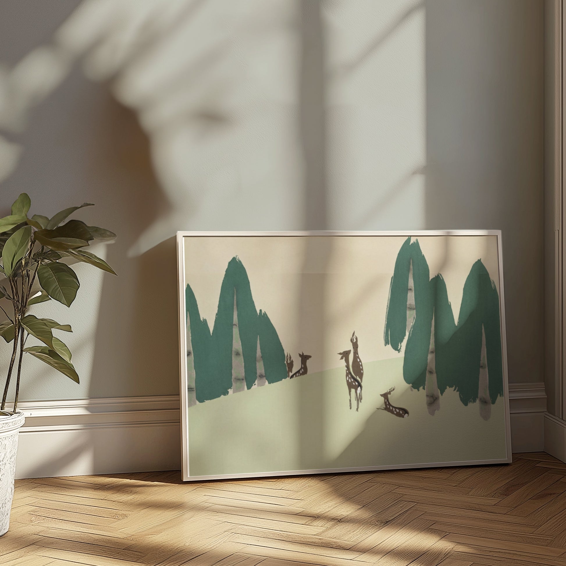 Premium Poster of Elegant Deer Woodland Scene Posters