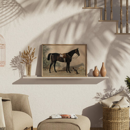 Premium Poster of Elegant Equestrian Scene with Dog Art Print Posters