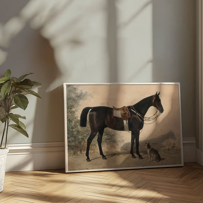 Premium Poster of Elegant Equestrian Scene with Dog Art Print Posters