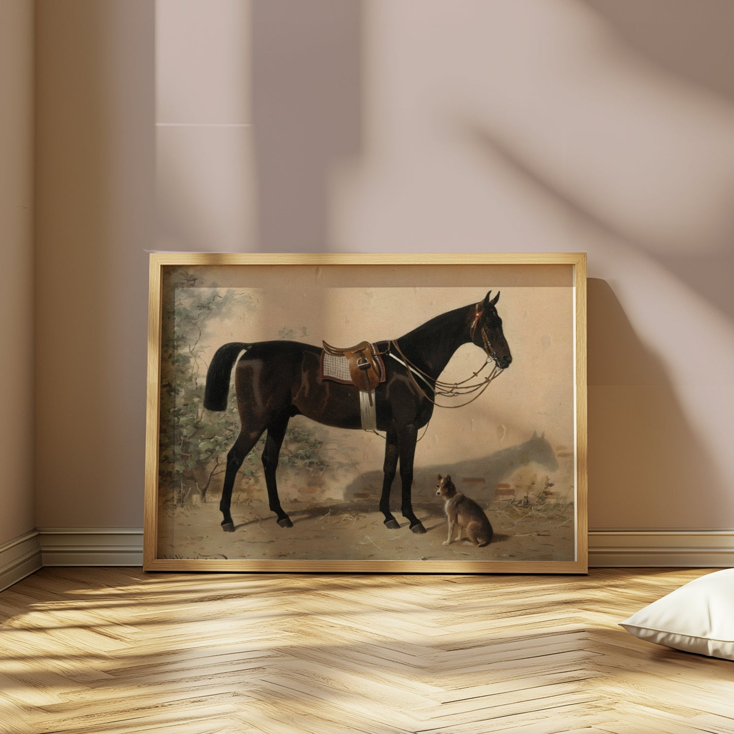 Premium Poster of Elegant Equestrian Scene with Dog Art Print Posters