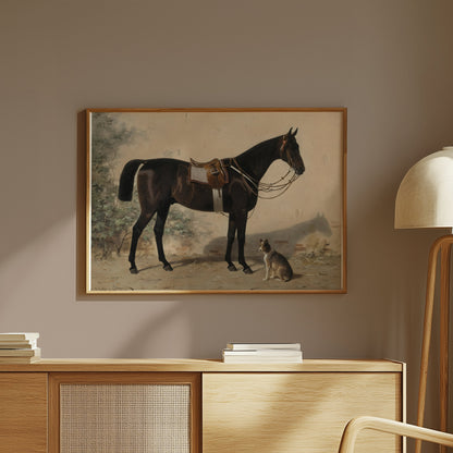 Premium Poster of Elegant Equestrian Scene with Dog Art Print Posters