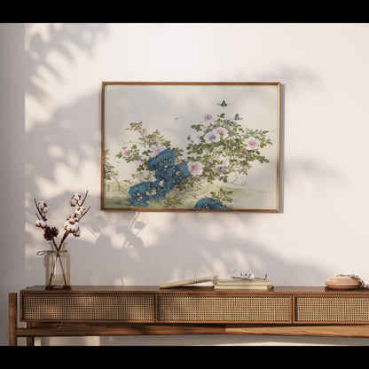 Premium Poster of Elegant Floral Art With Butterflies Aesthetic Posters
