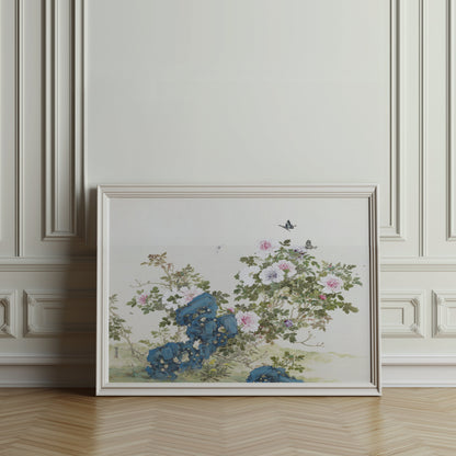 Premium Poster of Elegant Floral Art With Butterflies Aesthetic Posters