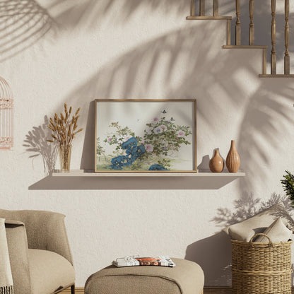 Premium Poster of Elegant Floral Art With Butterflies Aesthetic Posters
