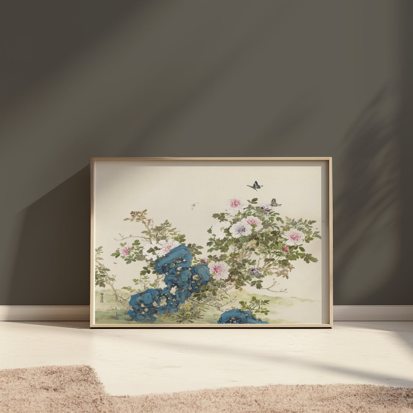 Premium Poster of Elegant Floral Art With Butterflies Aesthetic Posters