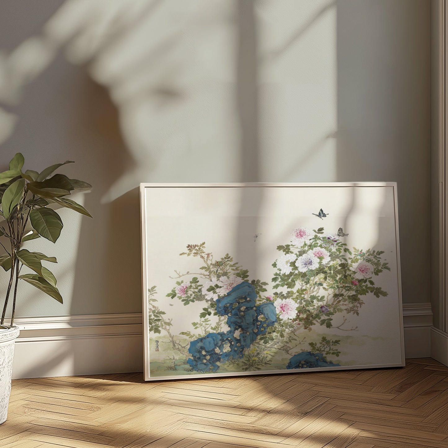 Premium Poster of Elegant Floral Art With Butterflies Aesthetic Posters