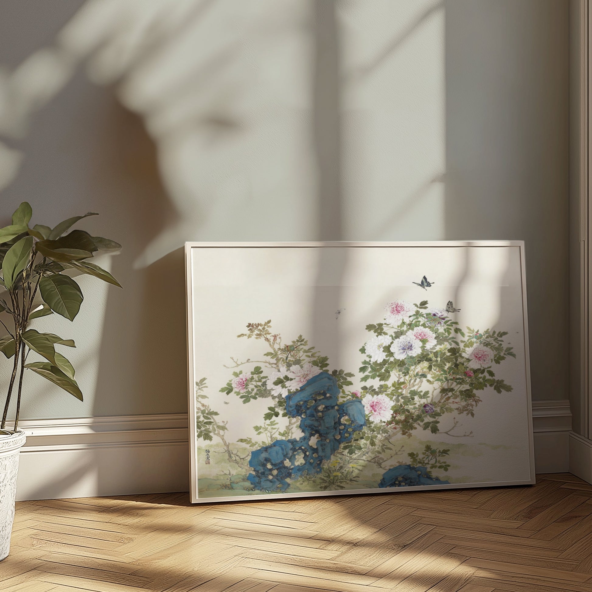 Premium Poster of Elegant Floral Art With Butterflies Aesthetic Posters