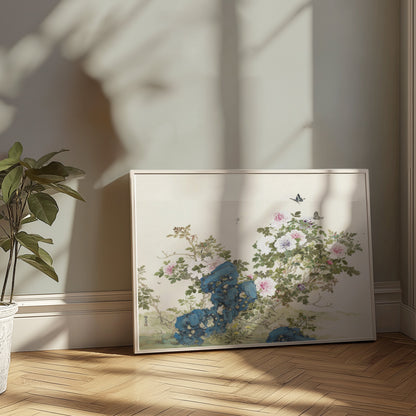 Premium Poster of Elegant Floral Art With Butterflies Aesthetic Posters