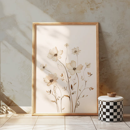 Premium Poster of Elegant Floral Art with Pastel Tones Posters