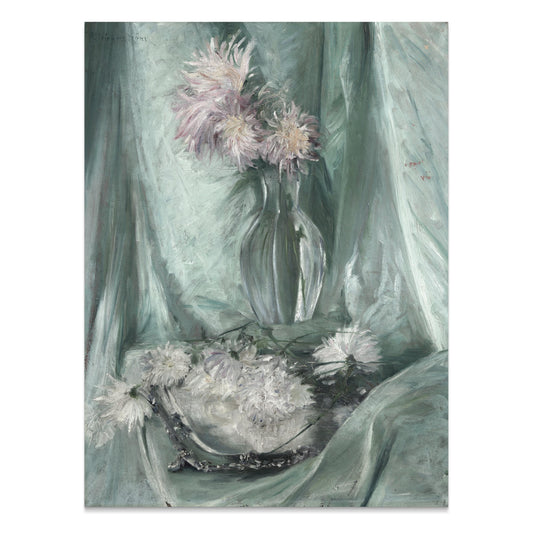 Premium Poster of Elegant Floral Art with Soft Green Background Posters