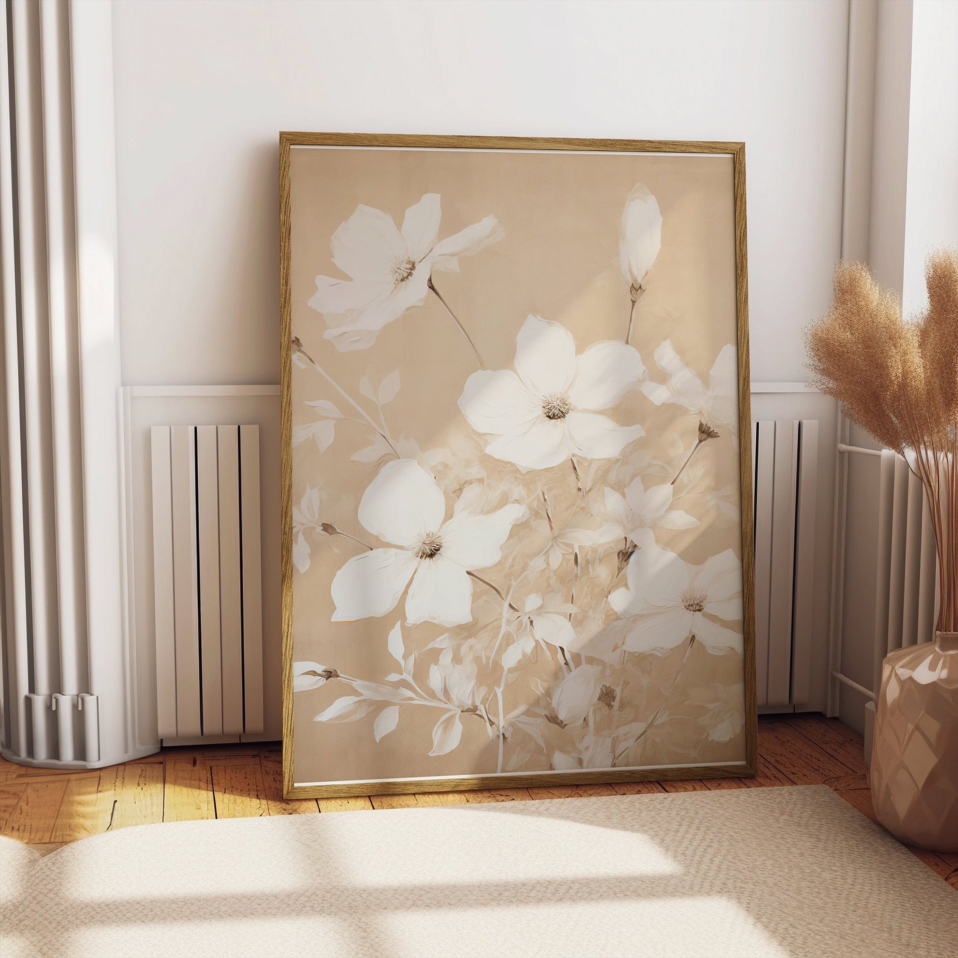 Premium Poster of Elegant Floral Blooms in Neutral Tones Art Print Posters