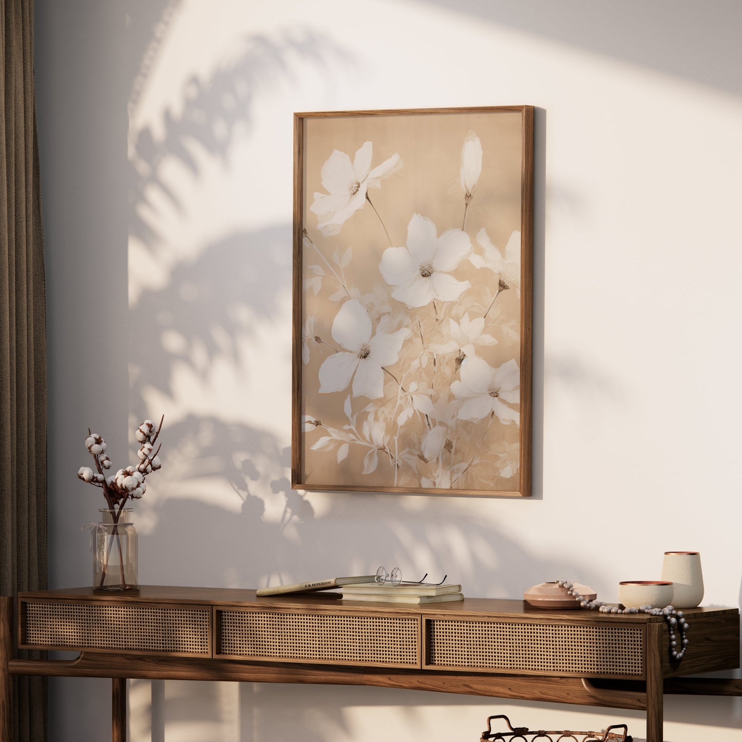Premium Poster of Elegant Floral Blooms in Neutral Tones Art Print Posters