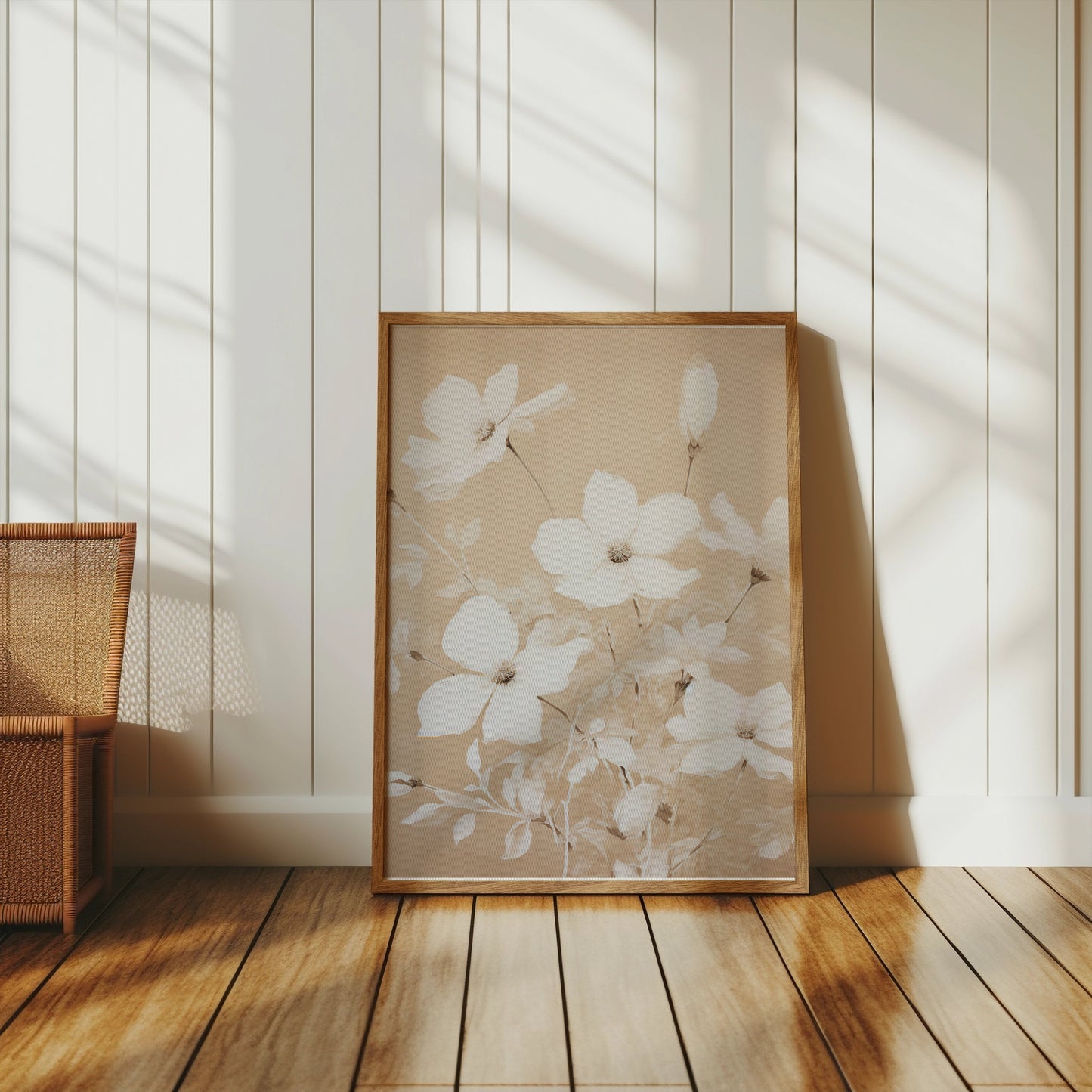 Premium Poster of Elegant Floral Blooms in Neutral Tones Art Print Posters