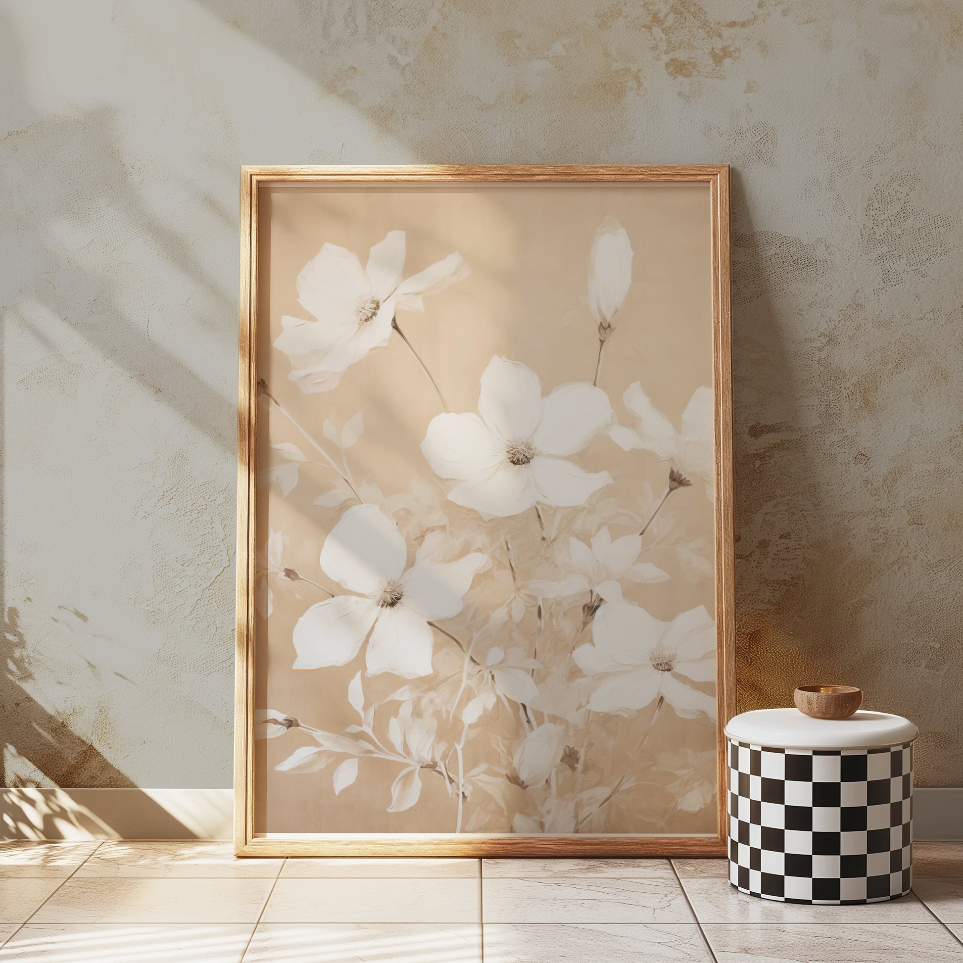 Premium Poster of Elegant Floral Blooms in Neutral Tones Art Print Posters