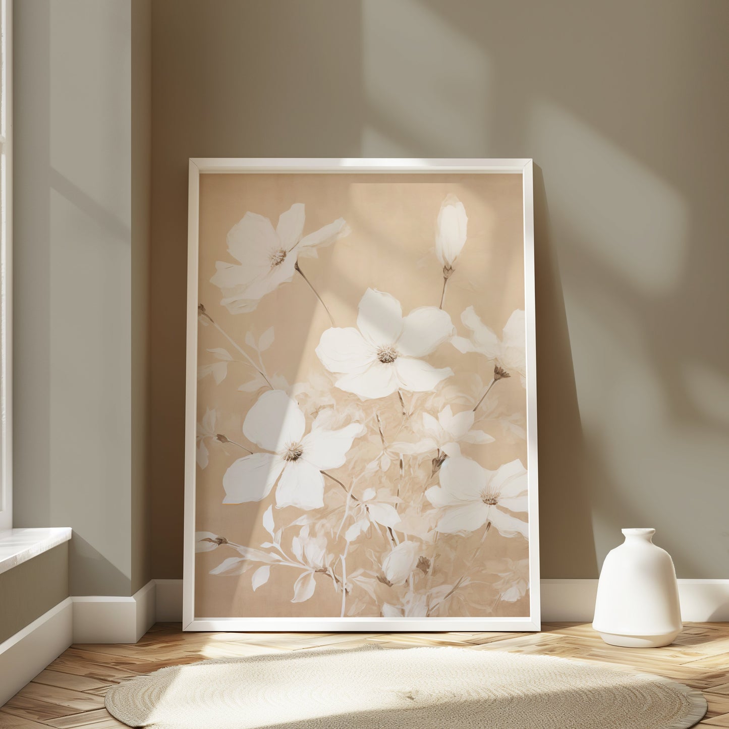 Premium Poster of Elegant Floral Blooms in Neutral Tones Art Print Posters