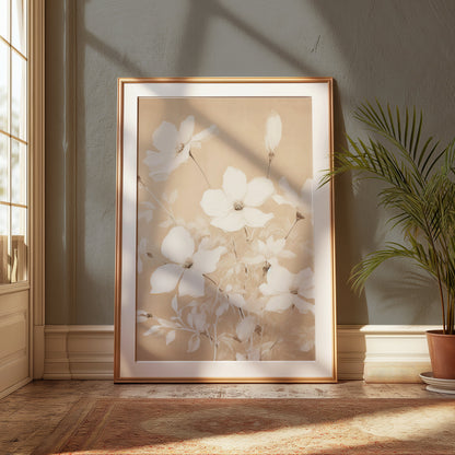 Premium Poster of Elegant Floral Blooms in Neutral Tones Art Print Posters