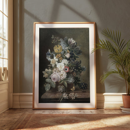Premium Poster of Elegant Floral Bouquet with Butterflies Art Posters