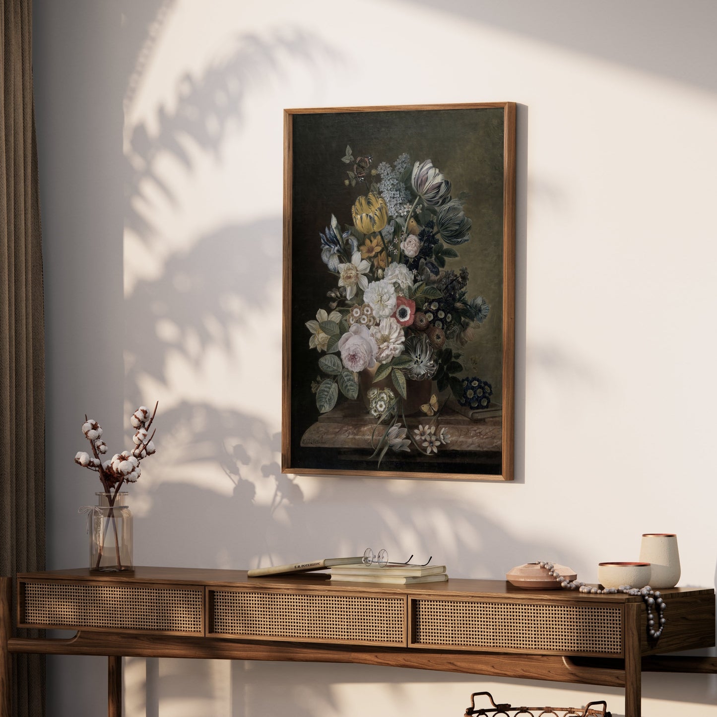 Premium Poster of Elegant Floral Bouquet with Butterflies Art Posters