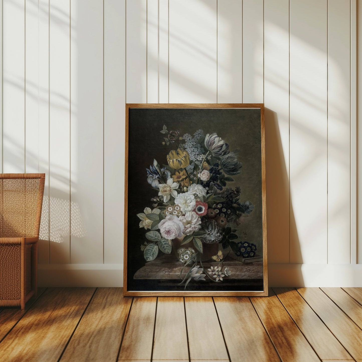 Premium Poster of Elegant Floral Bouquet with Butterflies Art Posters