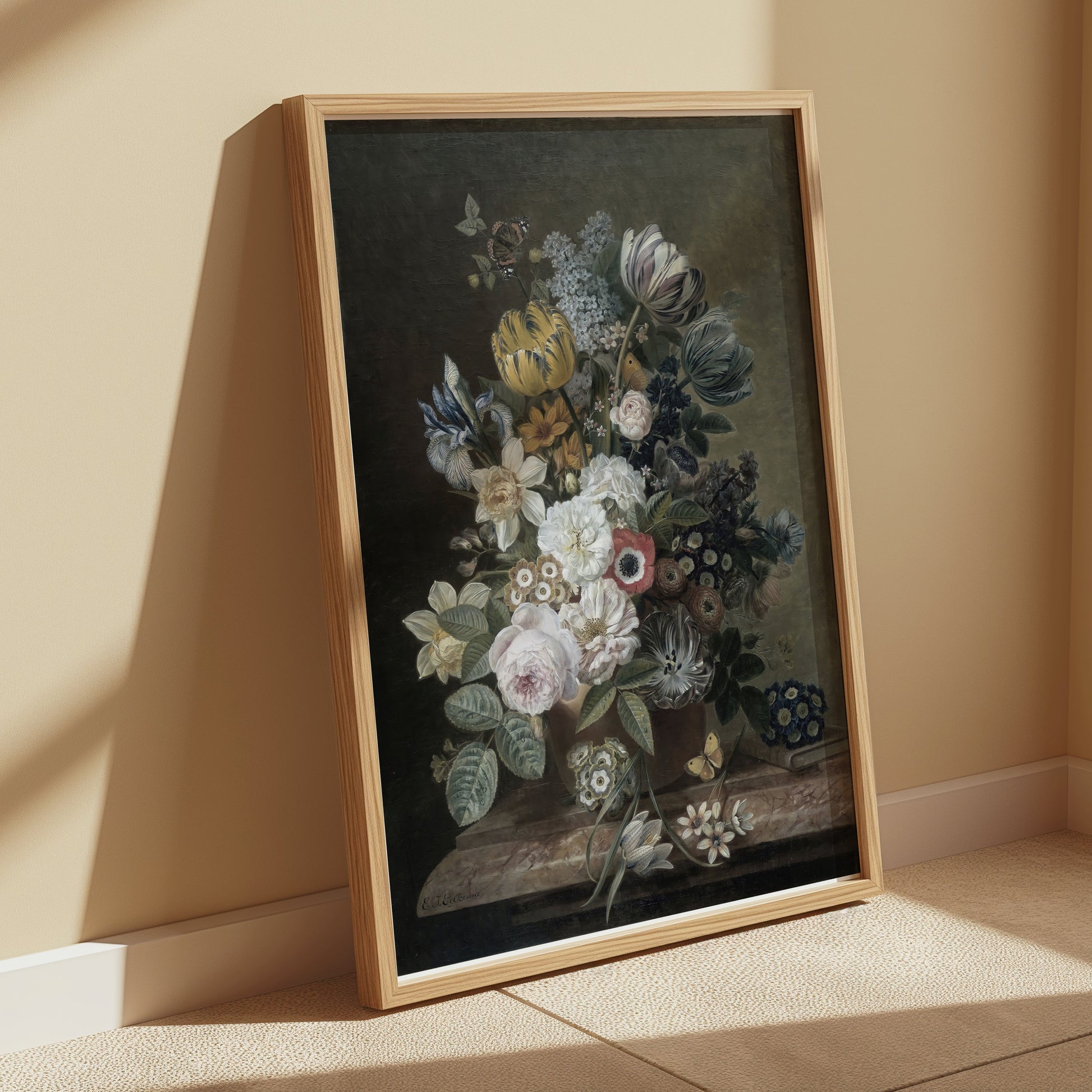 Premium Poster of Elegant Floral Bouquet with Butterflies Art Posters